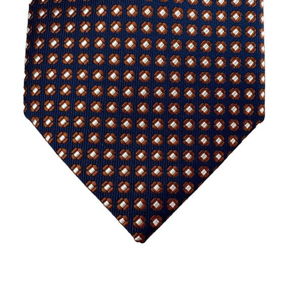 Club Room Mens Lopez Neat Classic Neck Tie Navy Brown 3 1/8" - Picture 1 of 3